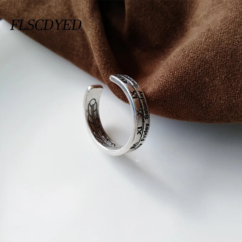 

FLSCDYED Adjustable Ancient Rome Silver Color Opening Ring For Women and Men Hip Hop Punk Jewelry Party Accessories Wholesale