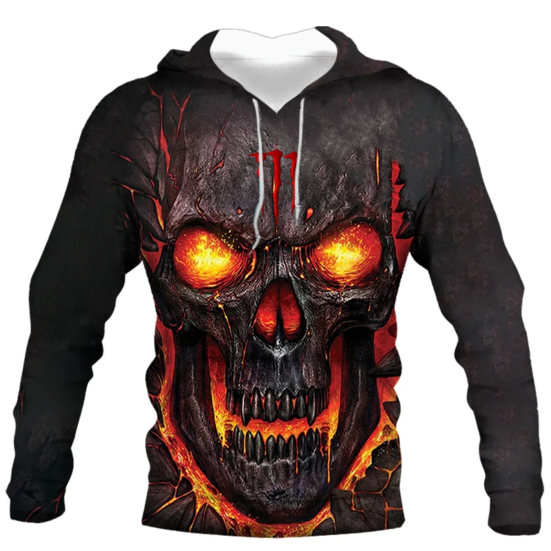 

2021 autumn new 3d printing street fashion casual wear poker pattern men and women personality skull hoodie super Dalian hoodie