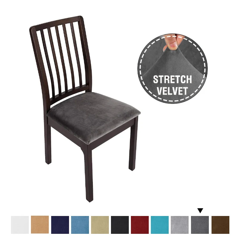 Толстые растягивающиеся бархатные мягкие чехлы для обеденных стульев Сменные с