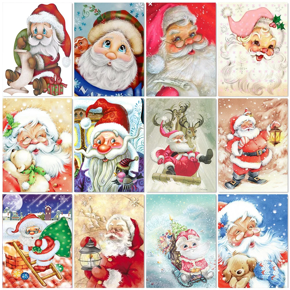 

5D Diamond Painting Cartoon Santa Claus Diamond Embroidery Christmas Landscape Cross Stitch Mosaic Kit Christmas Gift Home Decor