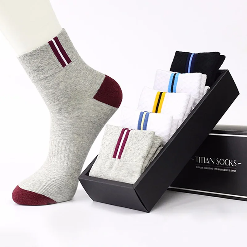 2 Pairs Tube Socks Cotton Business Men's Sport Casual lable Deodorant Sweat-absorbent Fat Feet solid Black Gray Fashion Sock | Мужская