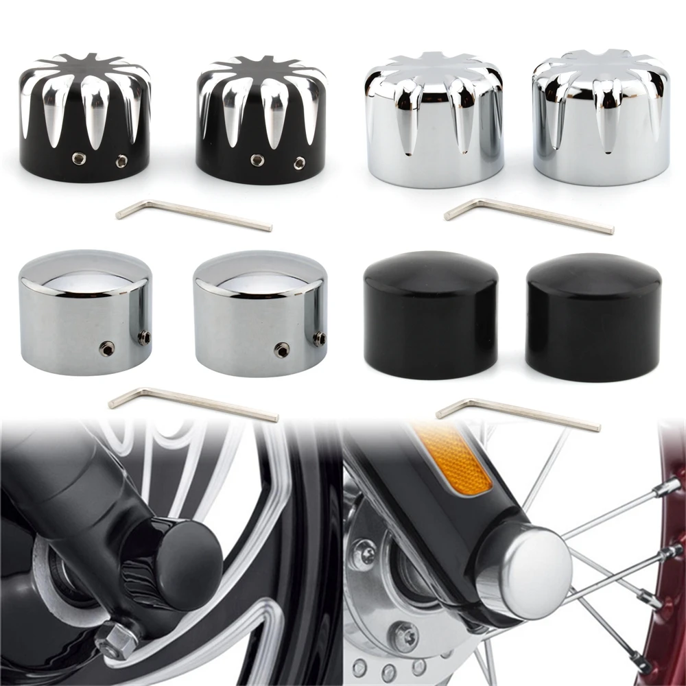 2 xмотоцикл передняя ось гайка крышки Алюминий черный/хром для Harley Sportster Touring Dyna VRSC