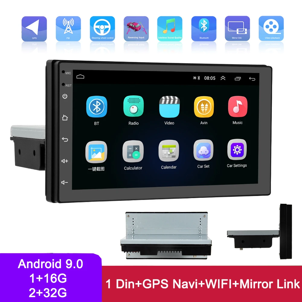 

1 Din Android автомобильный радиоприемник 7 ''мультимедийный плеер GPS-навигация WIFI BT управление рулевым колесом автомобильный стерео 1 + 16G/2 + 32G