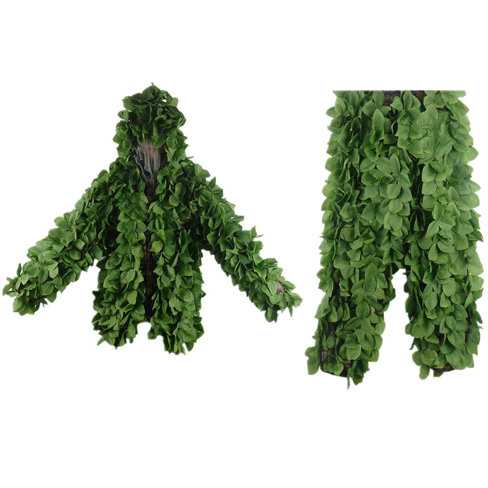 VILEAD Зеленый камуфляжный костюм Green Leaves для охоты Ghillie Woodland Одежда Камуфляж Снайперская армия Воздушное снаряжение.