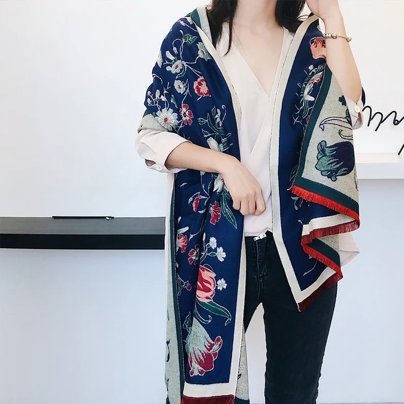 

Роскошный кашемировый шарф I019, женские зимние шарфы с принтом бобы, толстые шали из пашмины, вязаные женские шарфы, теплое одеяло