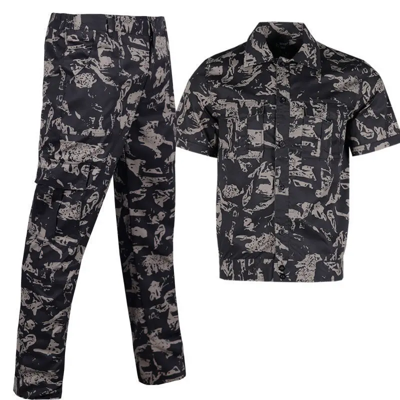 

Camouflage Suit Men's Short-sleeved Thin Section Breathable Wear-resistant Army Fan Special Overalls for Summer