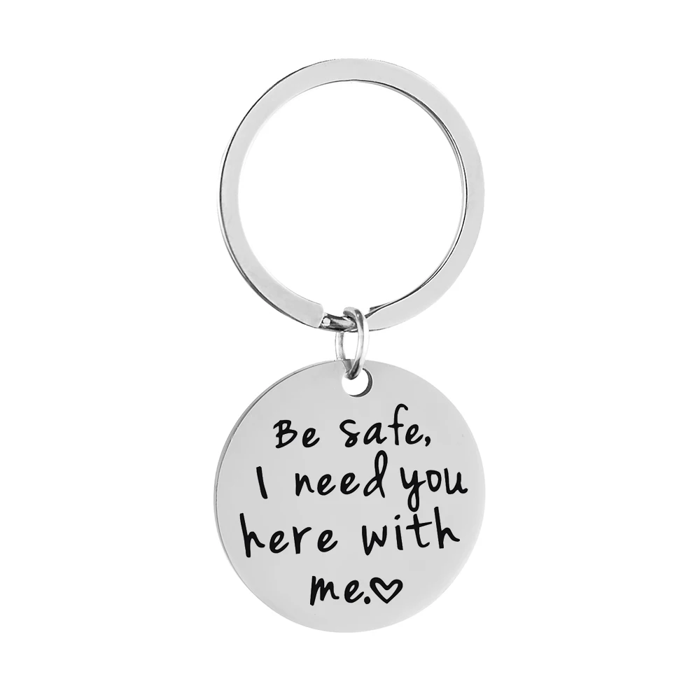 Европейский и американский ключевой кольцо-ожерелье из нержавеющей стали "Будьте в безопасности для семьи и друзей" - рождественский подарок, возможность индивидуальной настройки, оптовая продажа.