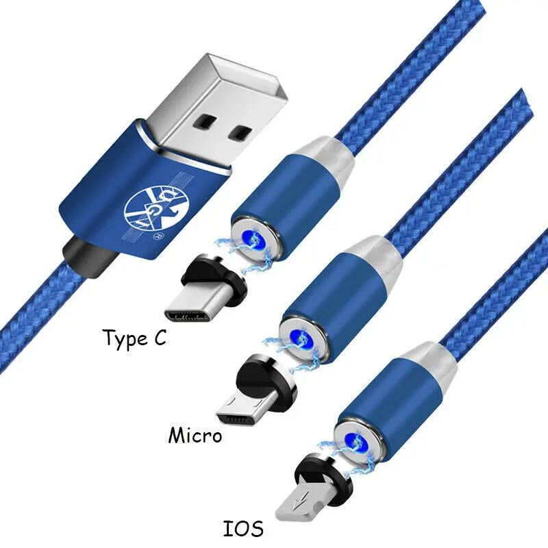 UGI до 3 м длиной 2 а Магнитный кабель type C IOS Micro USB зарядный нейлоновый