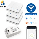 Wifi выключатель Умный светодиодный светильник 433 МГц беспроводной универсальный пульт дистанционного управления 220 В 10A , Alexa Google домашний настенный выключатель