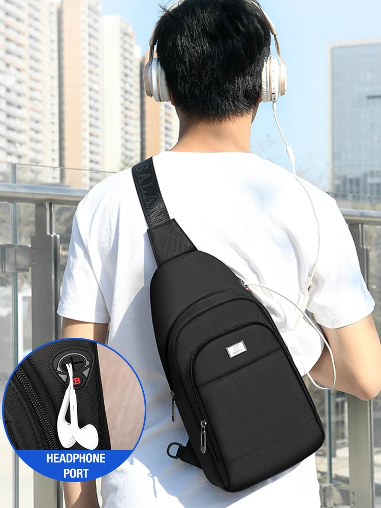 

Men Large Capacity Crossbody Bag Headphone Port for 7.9 inch IPAD Messenger Chest Bag Pack Fashion Casual Style Shoulder