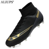 aliups high ankle men football boots kids soccer shoes outdoor agtf ultralight soccer cleats sneakers large size 35 47