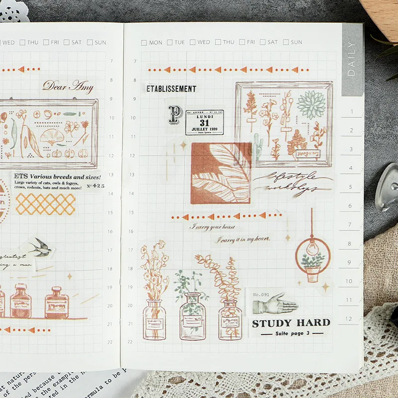 40 шт./компл. Винтаж наклейки Ретро цветок растение свадебная брошь рисунком