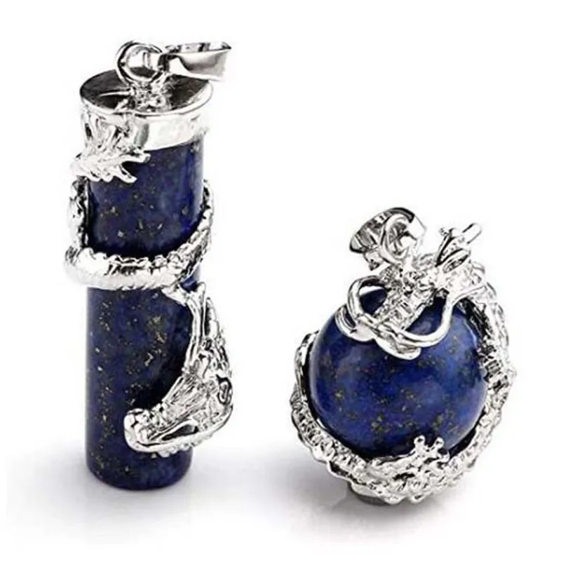 Fashion Couple Jewelry for Lovers Totem Dragon Wrap Natural Stone Bead Gems Necklace Pendant Pendulum Jewellery Gift | Украшения и