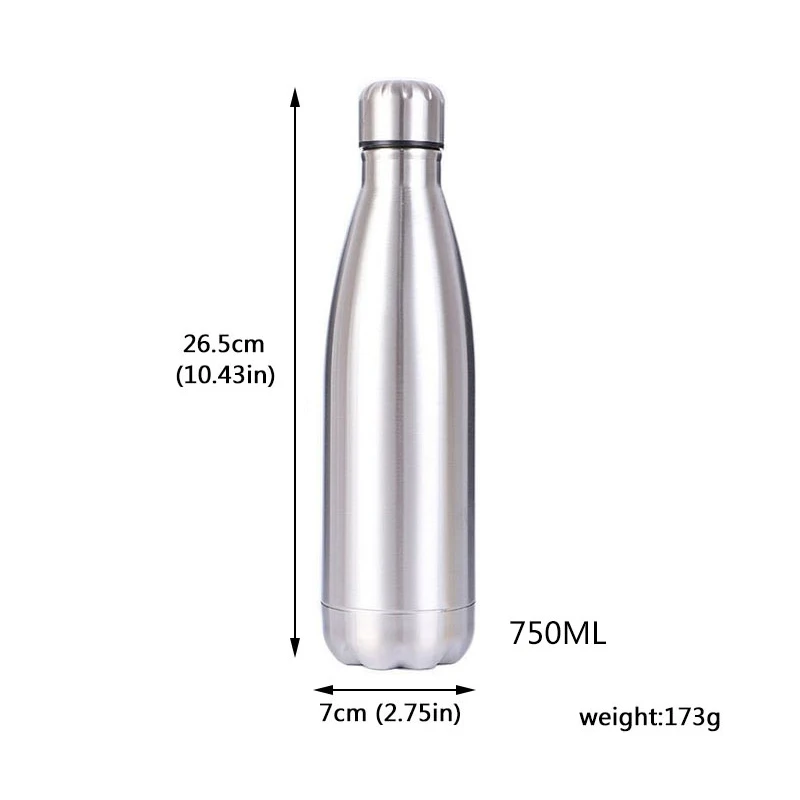 style 2 750ml 350/500/750 мл Нержавеющая сталь бутылка для воды Кола Спортивная бутылка для питья гидро фляга bidon gourde Пеший туризм для верховой езды термос-бутылка - Цвет: style 2 750ml