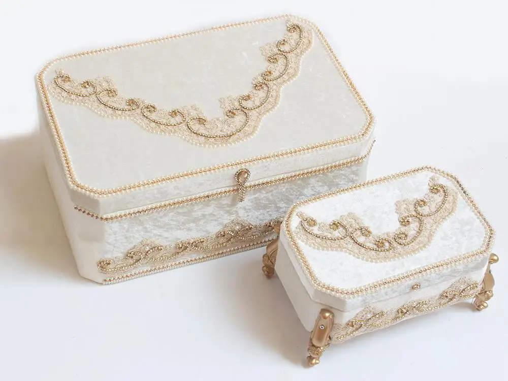 

French Laced Lux Bahama Velvet 2li Dower chest Cream