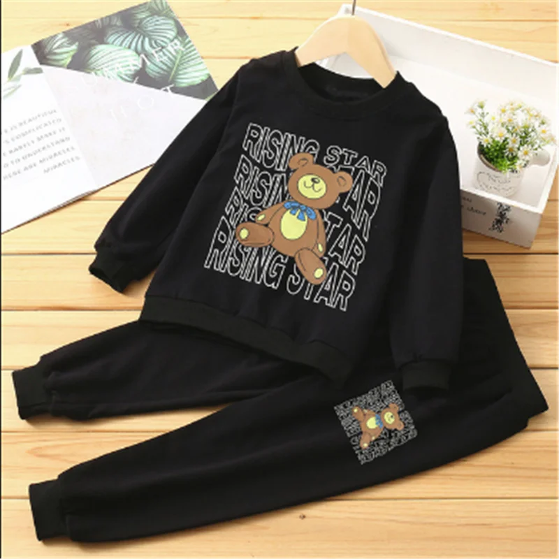 

Комплекты одежды для мальчиков, детский хлопковый Повседневный пуловер, топ и штаны, спортивные костюмы из 2 предметов для малышей, детские ...