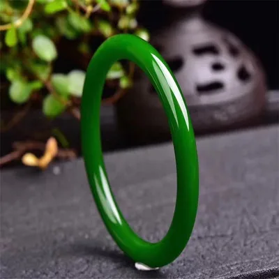 

Zheru Jewelry Natural Hetian Jade Green Round Bar 54mm-64mm Bracelet Elegant Princess Jewelry Best Gift for Mother and Girlfrien