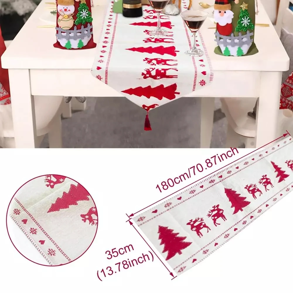 

Linen Christmas Elk Snowman Table Runner Merry Christmas Decorations For Home 2020 Xmas Ornaments New Year 2021 Navidad