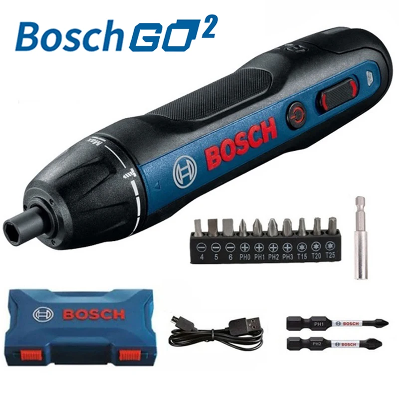 

Шуруповерт BOSCH GO2 аккумуляторный, 3,6 В, с набором сверл