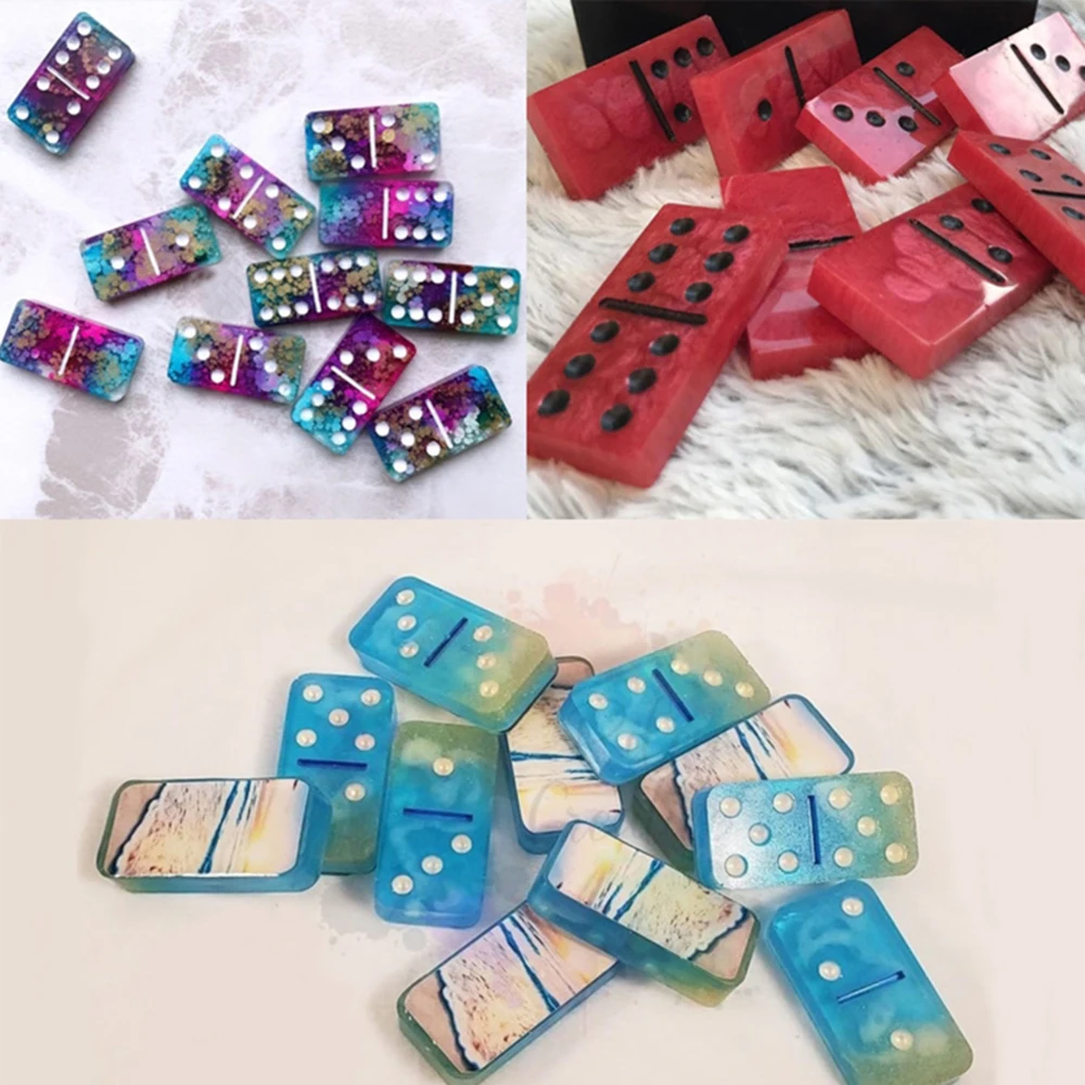 

New 5pcs Crystal Epoxy Resin Game Mold Dominoes Casting Silicone Mould Diy Crafts Jewelry Making Tools