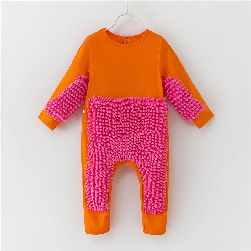 

Baby Mop Romper Newborn Clothes Crawling Jumpsuit Infant Cleaning Mop Suit Long Sleeve Crawling Baby Bodysuit 73-90cm