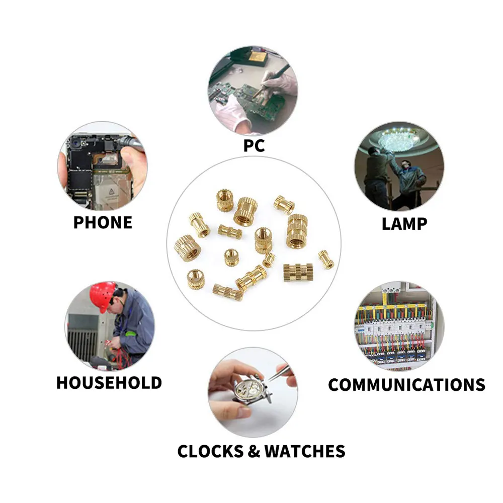 

430Pcs M2 M3 M4 M5 Brass Threaded insert Nuts Set Double Knurled Inject Nuts Kit Copper Thread bushing Screw Inserts repair kit