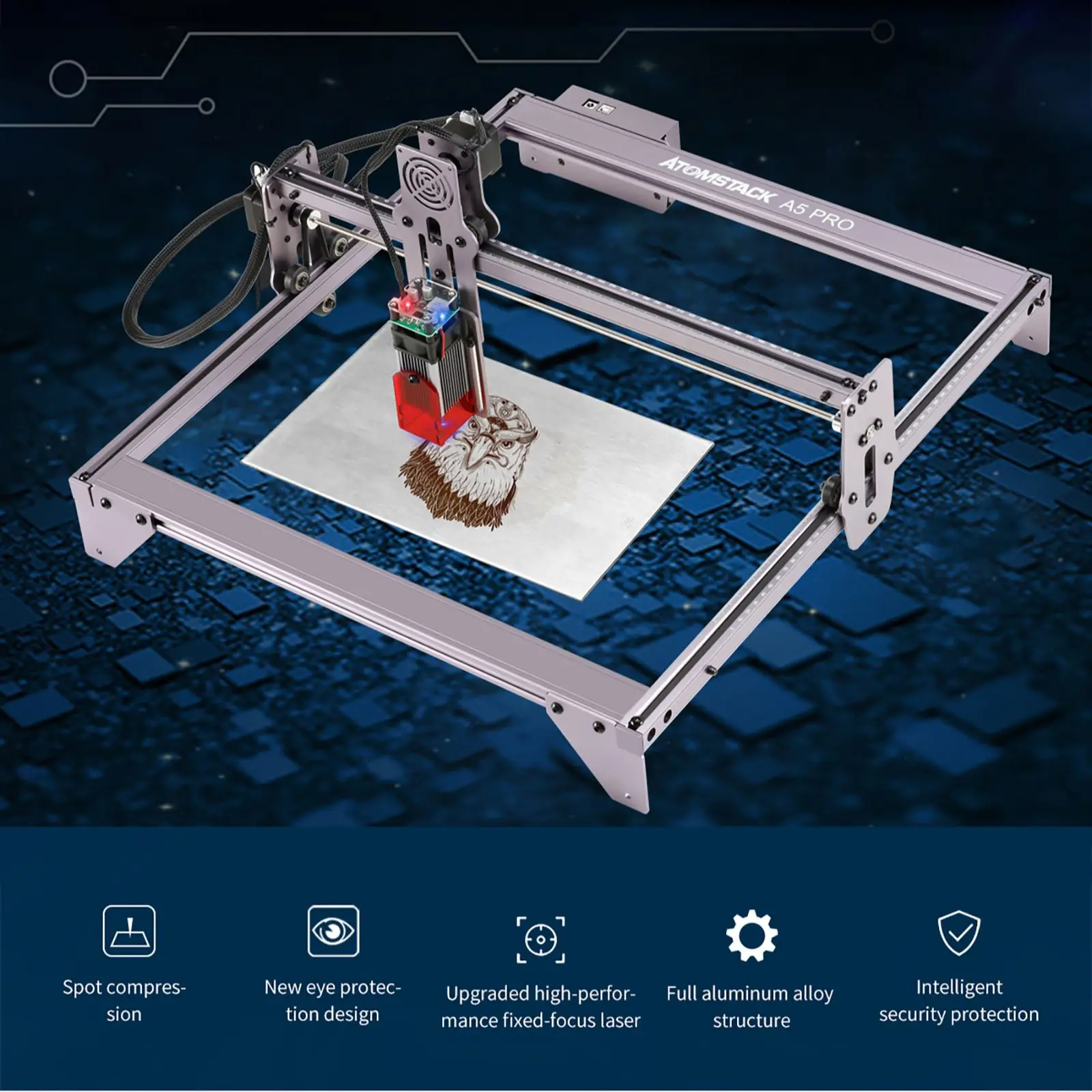 Лазерный гравер ATOMSTACK A5 Pro настольный ультратонкий фокусный станок с ЧПУ 40 Вт| |