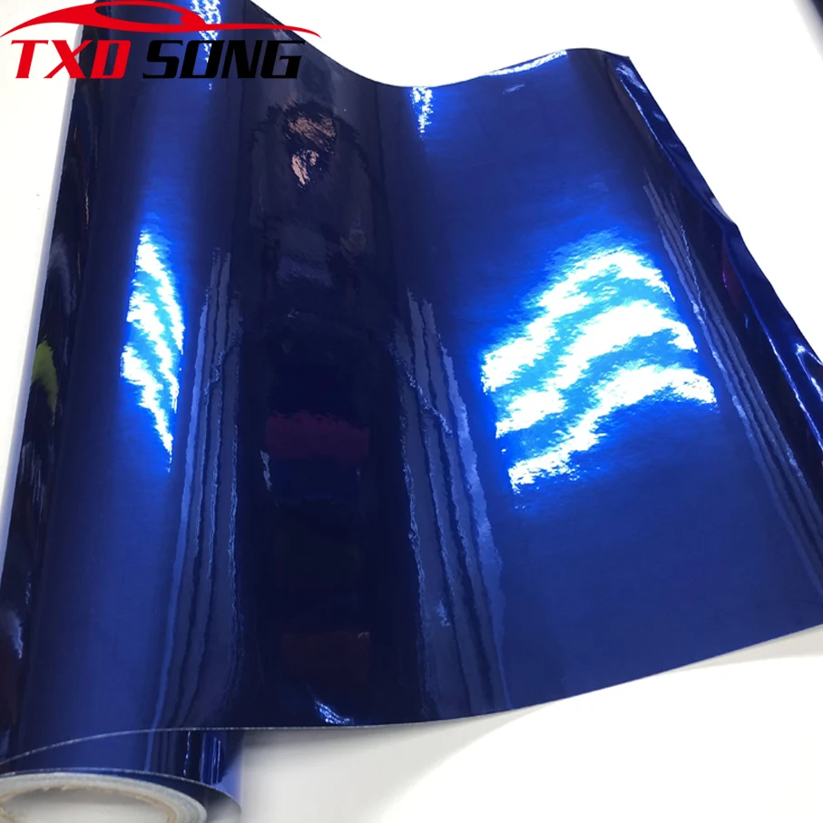 Растягивающаяся хромированная зеркальная синяя виниловая наклейка 3 слоя с