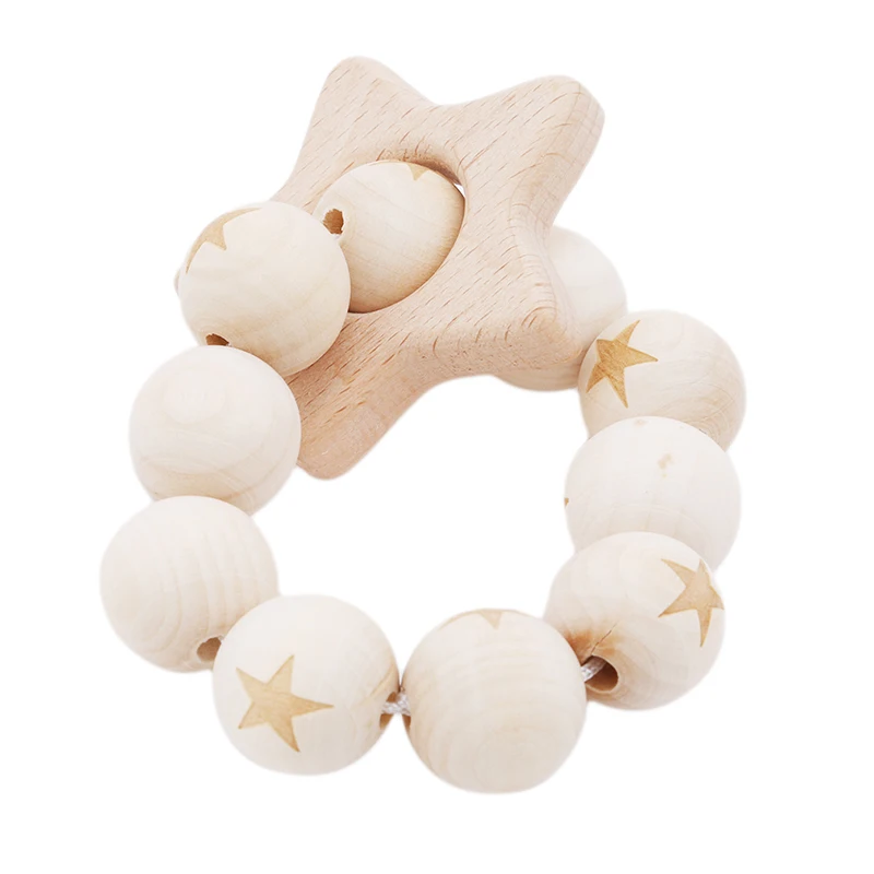

Baby Nursing Bracelets Wooden Teether Beads Teething Wood Rattles Toys Baby Teether Bracelets Nursing Toys Gift