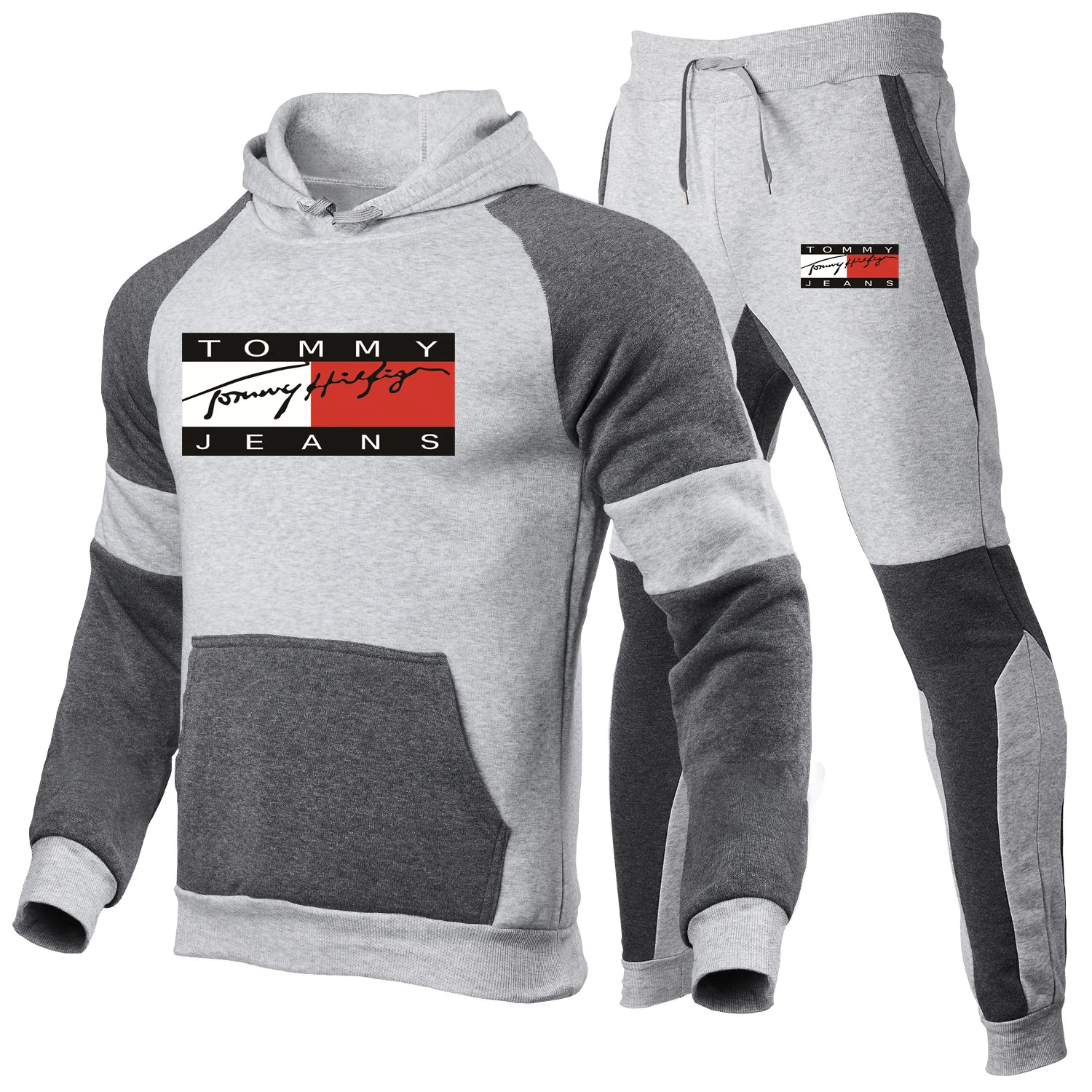 

2021 Tracksuit Men 2 Pieces Set Sweatshirt + Sweatpants Sportswear Hoodies Casual Mens Clothing Hombre Size S-3XL