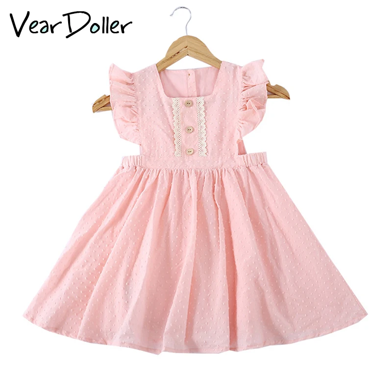 

VearDoller Summer Children's Clothes 2020 New Arrival Girl Dress Cute Lace Decoration Kids Dresses Casual Baby Girl A-line Dress