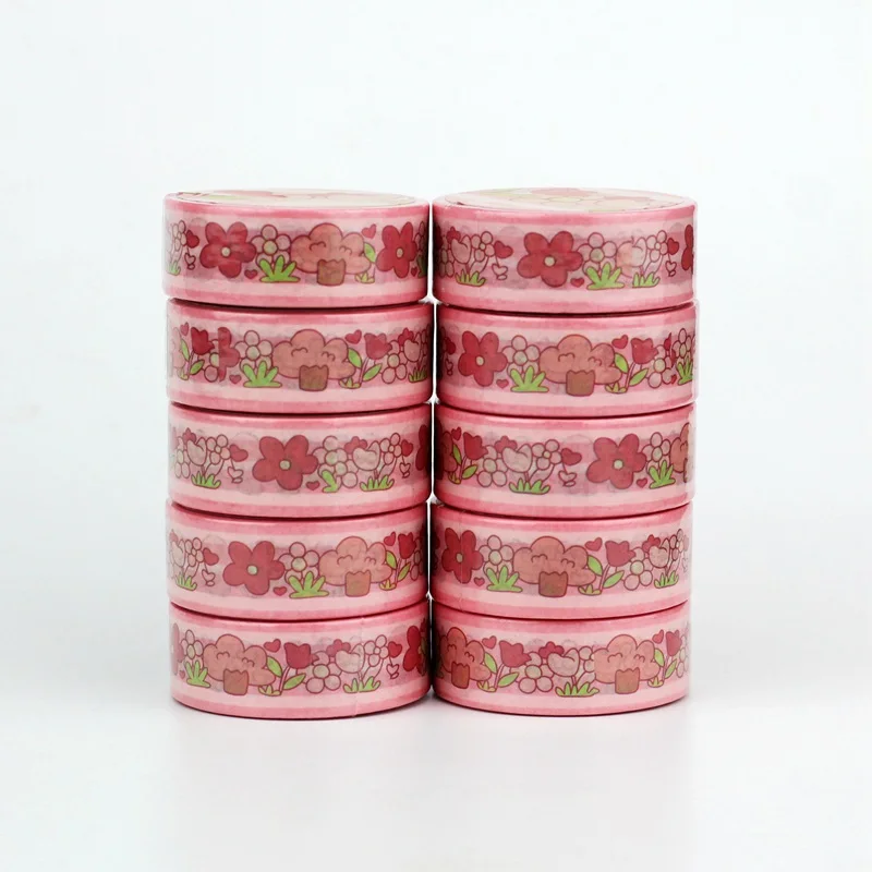 

NEW 10pcs/Lot Decorative Pink Flowers Japanese Washi Tapes for Planner Adhesive Masking Tape Cute Stationery