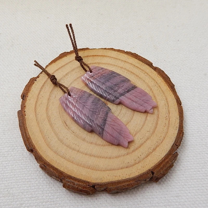 Распродажа 1 пара родонитов из натурального камня резные серьги с крыльями и