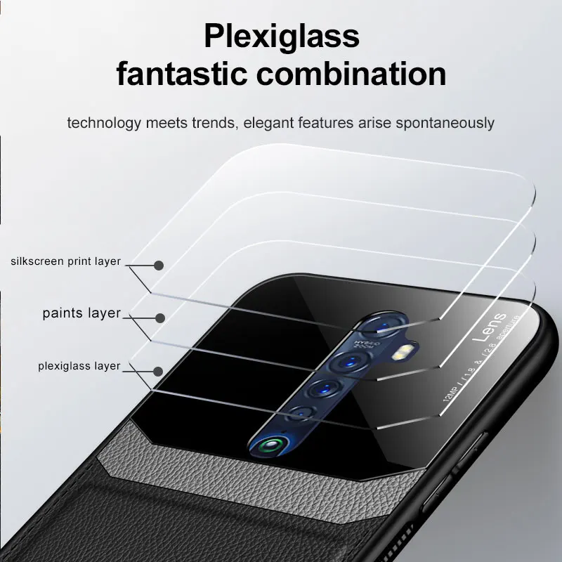 Phone Case for OPPO Reno 2 2z Cover Luxury Business PC Grained Leather Shockproof Back Coque Fundas |