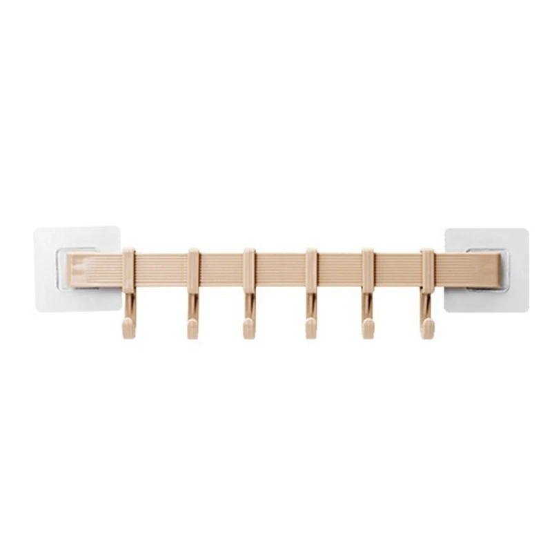 

Bathroom Self Adhesive Waterproof 6 Hooks Rack Rail Towel Coat Robe Hanger Corner Wall Mount Plastic Storage Oraganizer