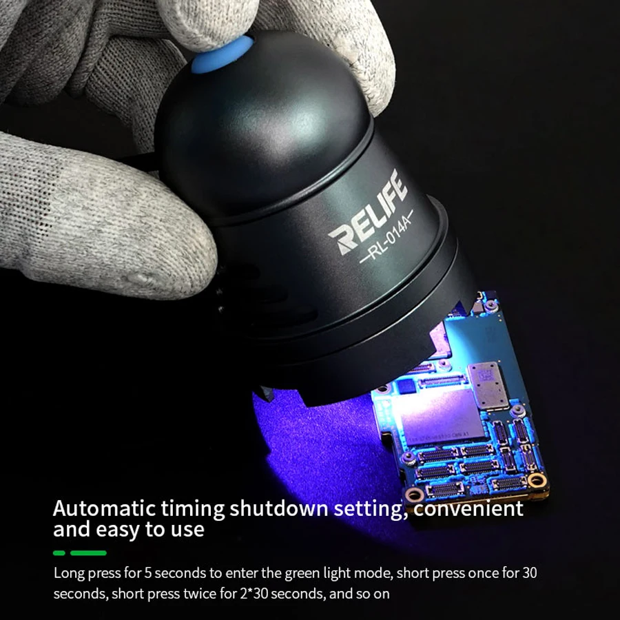 

RELIFE USB Portable Timing Adjustable UV Glue Green Oil Curing Lamp T6 Large Lamp Beads Used For Telephone Circuit Board Repair
