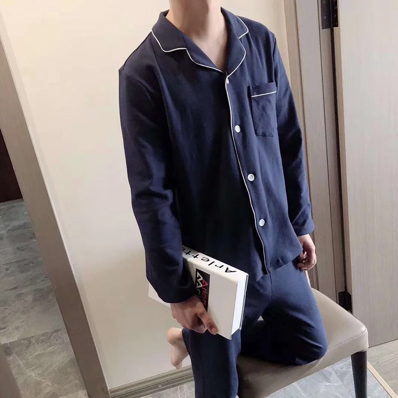 LY19 новые осенние и зимние мужские пижамы пижамные штаны набор хлопок удобная