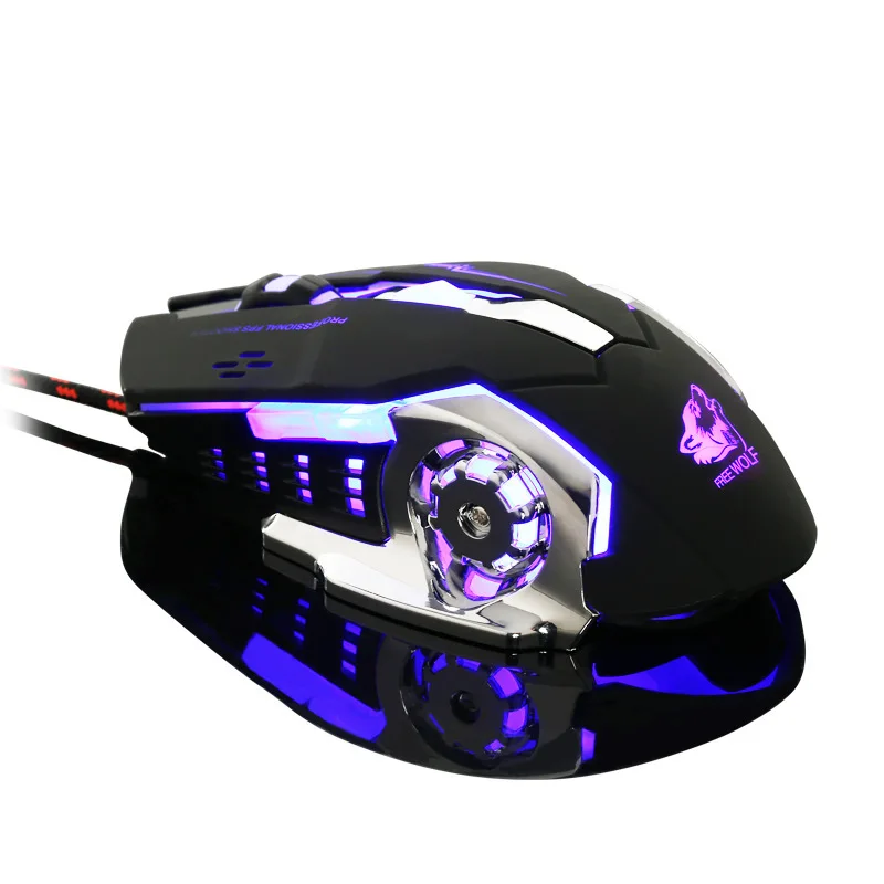 Free Wolf V5 Mechanical Mouse Wired Gaming Desktop Mechanical Silent mouse cf Gaming lol for PC Computer Games