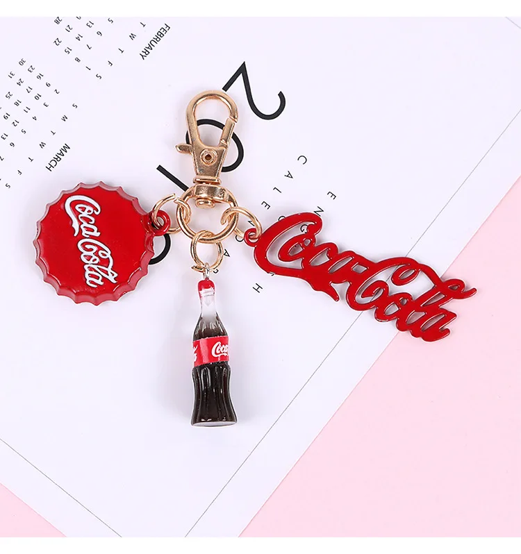 New Cute Cartoon Coke Bottle Key Chain Creative Bag Pendant Student Backpack Accessories | Chains