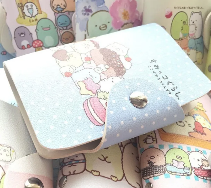 

1 Pcs Kawaii Corner Creature Sumikko Animals File Card Holder Coin Purse PU File Folder Stationery for Kids Gift