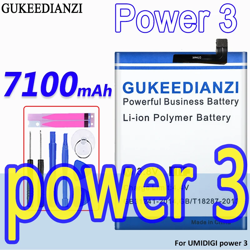 

GUKEEDIANZI High Capacity Battery Power 3 7100mAh for UMIDIGI Power 3 Bateria