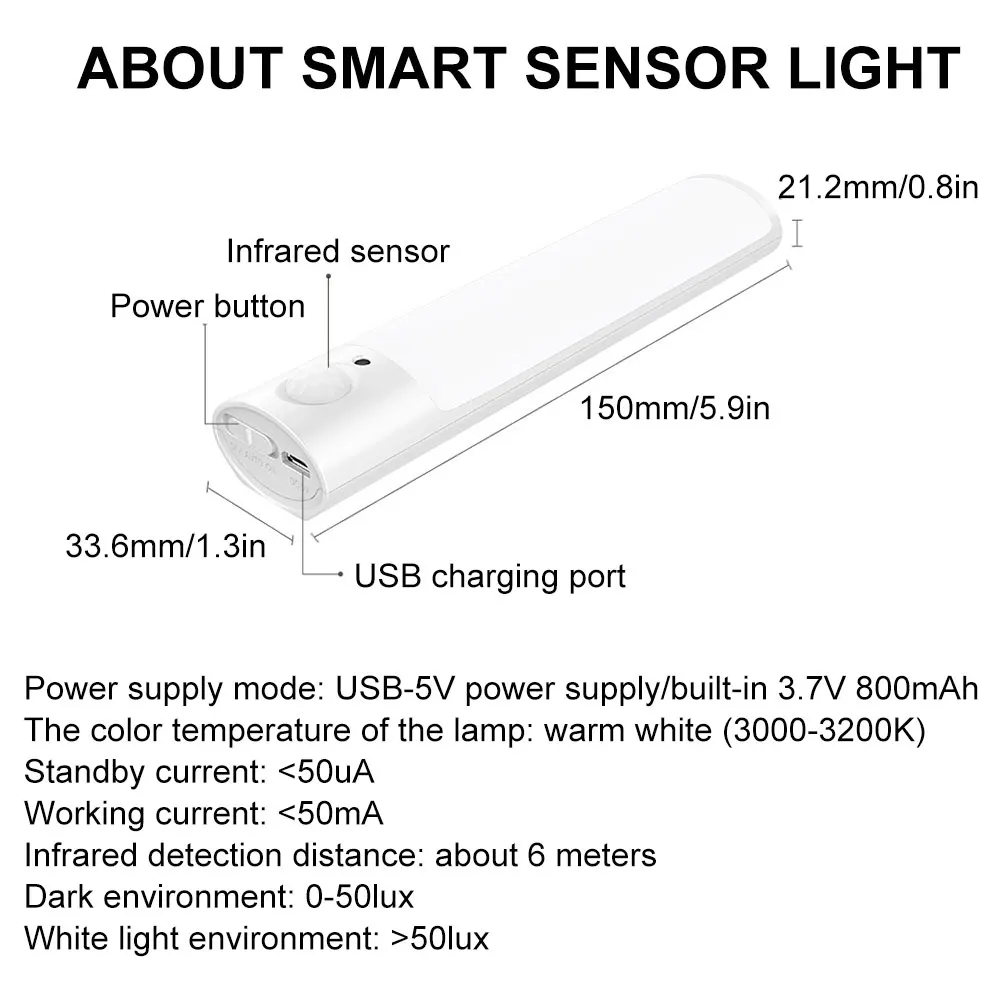 

Light Motion Sensor LED Light Battery Operated Indoor Stick-On Night Lights For Bedroom Wardrobe Cabinet Closet Under Cupboard