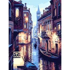 Картина по номерам сделай сам, пейзаж ночного вида Венеции, рисование, украшение для дома, гостиной, праздничный подарок, искусство, большой размер