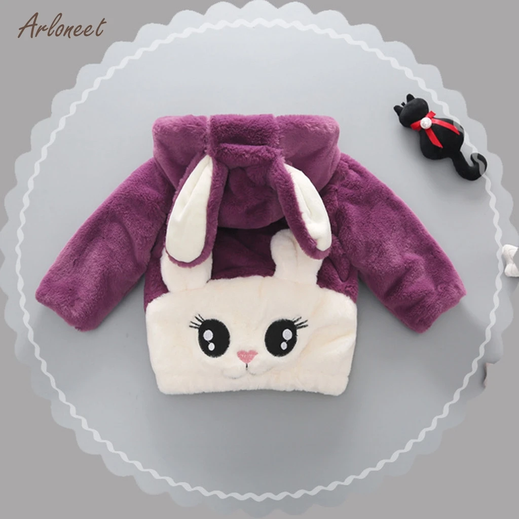 

ARLONEET 2019 Winter Coat Lovely Solid Kids Baby Girl Clothes Girls Children Clothing Rabbit Hat Costume girl winter clothes