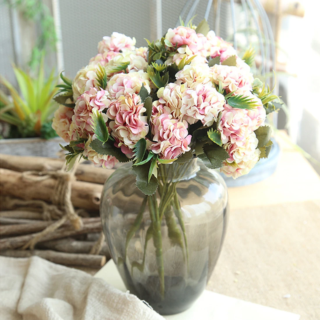 Искусственные цветы шелковая ротанговая Гортензия подарки сделай сам Свадебный