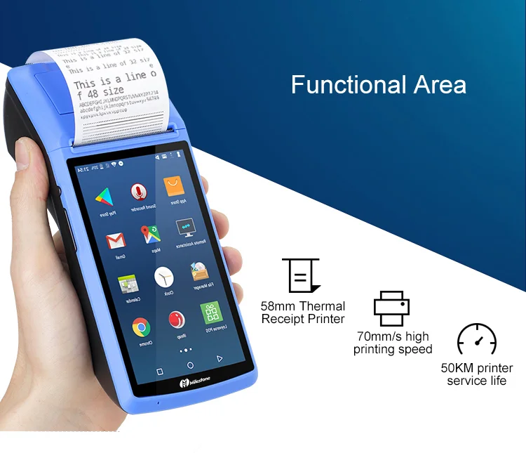 Веха POS портативный термопринтер wifi bluetooth Сенсорный экран IOS Android usb терминал GPRS 58 мм Принтер MHT-MV1s