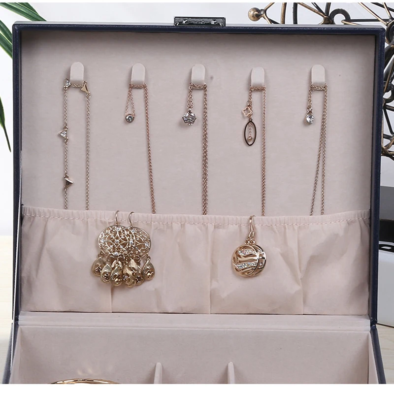 Double Layer PU Jewelry Storage Box Single European Large Space Earring Necklace Holder Gift Anniversary Present | Украшения и