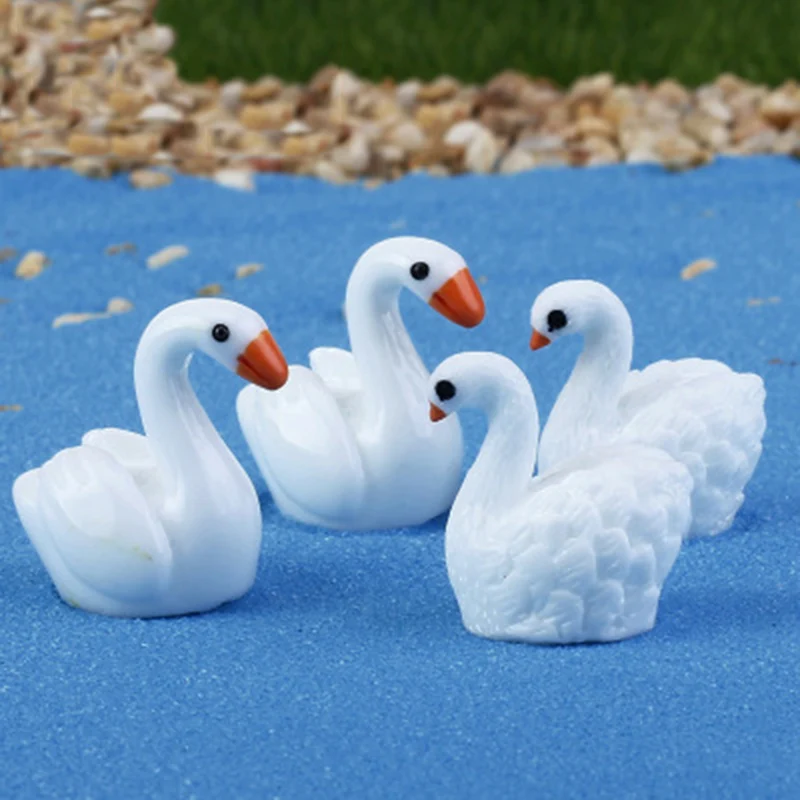 Модель гусиного гуси Гансо лебедь озеро маленькая статуэтка украшение из