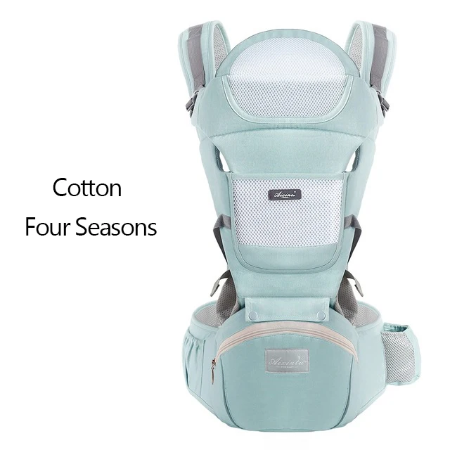 four seasons-mint Эргономичный рюкзак-кенгуру для переноски ребенка, сумка-кенгуру для переноски на талии для новорожденных, сумка-кенгуру для путешествий 0-36 м - Цвет: four seasons-mint