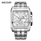 Часы MEGIR мужские Кварцевые полностью стальные, роскошные брендовые деловые, в стиле милитари, с хронографом, 2018